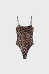 Leopard print Vela bodysuit, sleeveless design, chic and stylish.